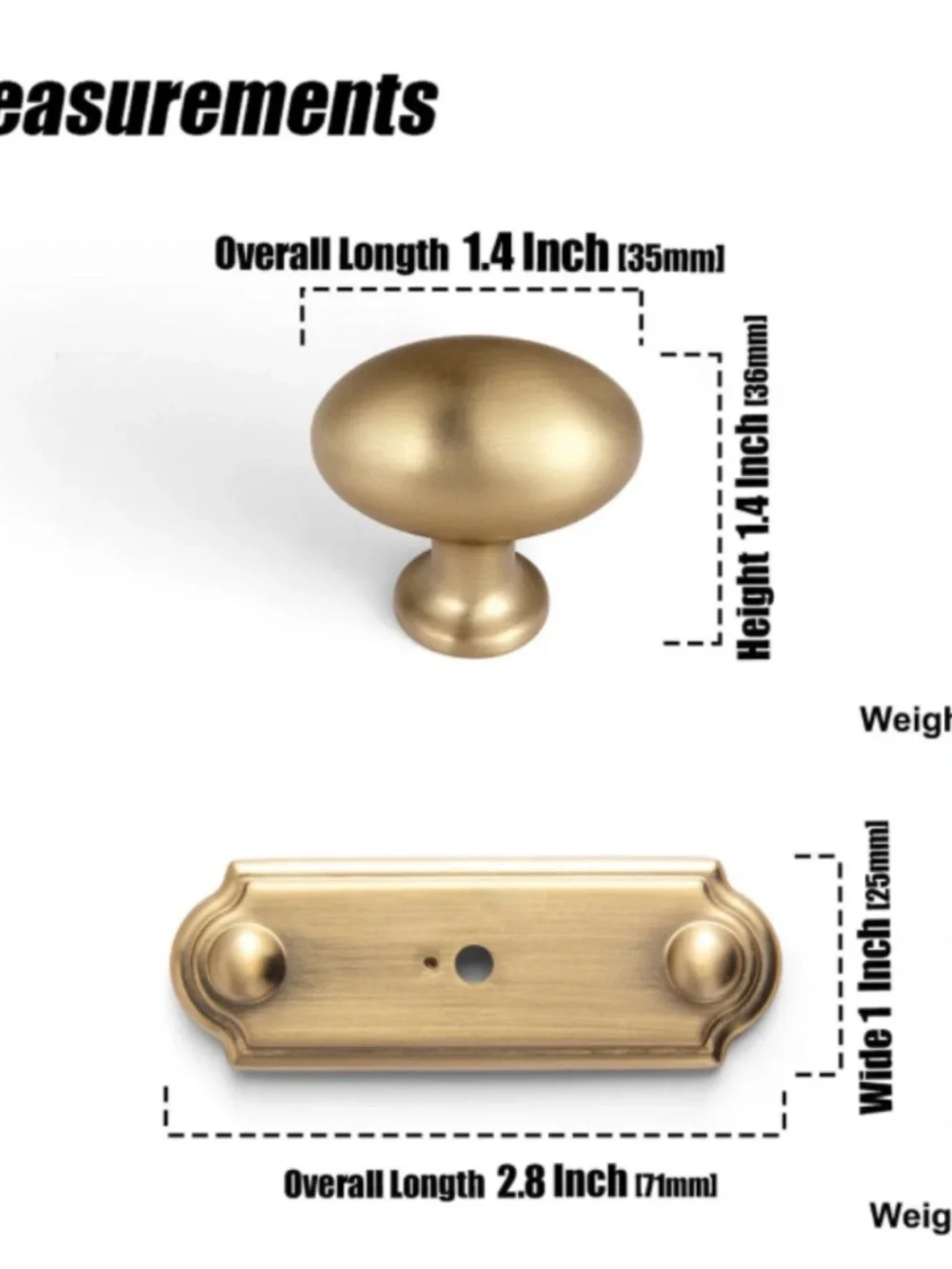 Goo-ki Decorative Oval Cabinet Knob Pair in Satin Gold